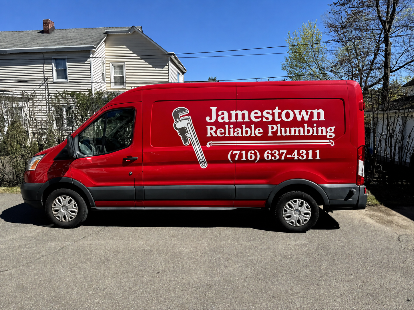 Jamestown Reliable Plumbing service van in Jamestown, New York
